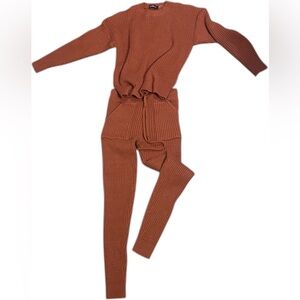 Cozy Knit Sweater and Leggings Set in Rust